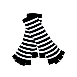 Long Magic Fingerless Gloves  Black & White Stripe
