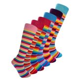 6 Pairs ladies Cotton Knee High Socks Fashion Stripe