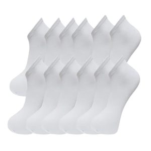 12 Pairs Men's Bamboo Trainer Socks White