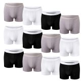 Men's Boxer Short Hipster Trunks ( 12 Pack ) Black White Grey