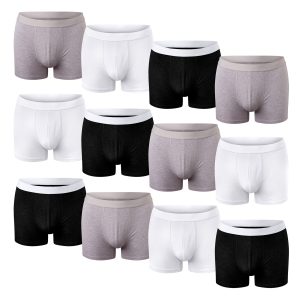 Men's Boxer Short Hipster Trunks ( 12 Pack ) Black White Grey