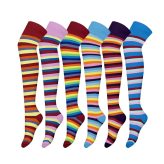 6 Pairs ladies Cotton Over the Knee Socks Fashion Stripe