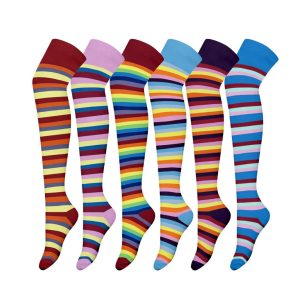 6 Pairs ladies Cotton Over the Knee Socks Fashion Stripe