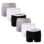 Men's Boxer Short Hipster Trunks ( 6 Pack ) Black White Grey