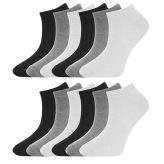 6 Pairs of Kids Cotton Trainer Socks Grey White Black