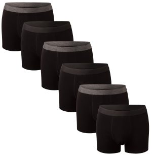 Men's Boxer Short Hipster Trunks ( 6 Pack ) Black