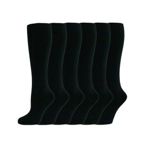 6 Pairs of Girls Knee High School Wear Socks Black