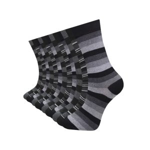 12 Pairs Men's Cotton Rich Casual Everyday Formal Socks Dark Stripe